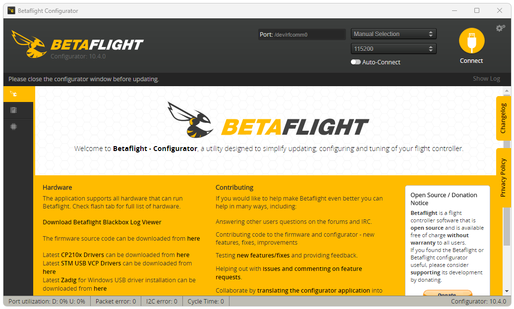 Программа Betaflight Configurator