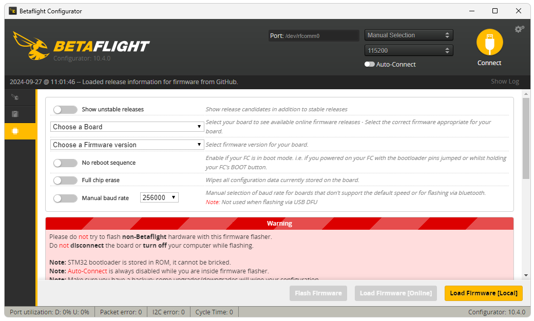 Работа с Betaflight Configurator