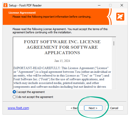 Установка Foxit PDF Reader